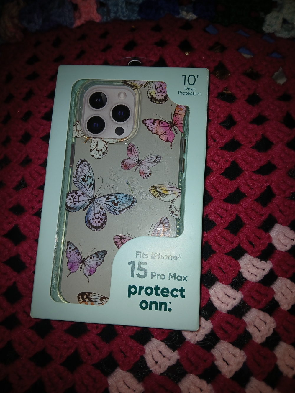 onn. Butterfly Clear iPhone 15 Pro Max Case — Pink, Purple, Blue, Yellow